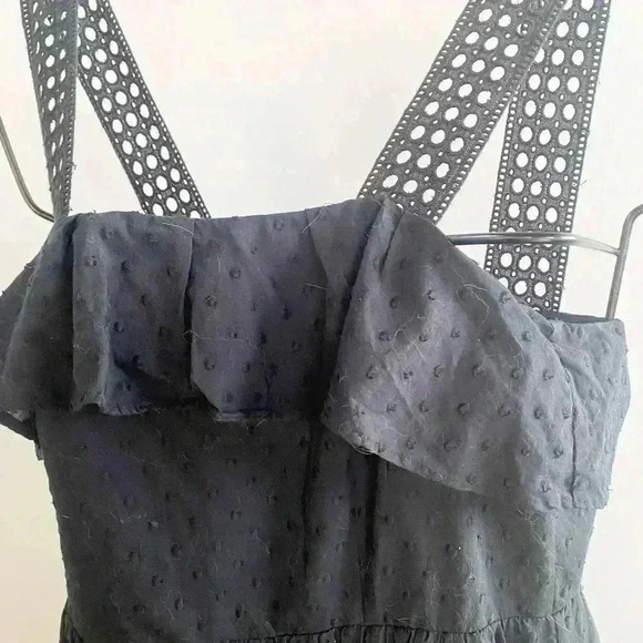 J.Crew black eyelet ruffle midi dress 00 - Picture 3 of 5